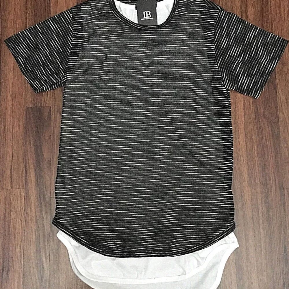 (Size M) Lucky Bastards Contemporary Men's Blue T-Shirt Long Extended Scoop